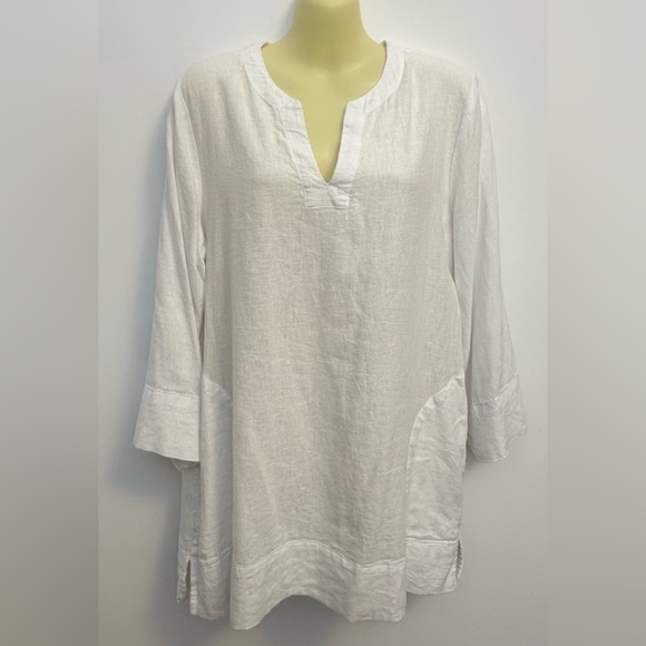 Lands' End Tops - Lands' End White Linen Blend Tunic